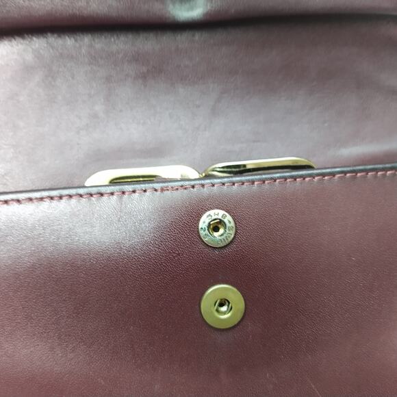 Bosca Maroon Leather Kisslock Pocket Credit Cards Trifold Long Wallet - Vintage - Picture 14 of 14